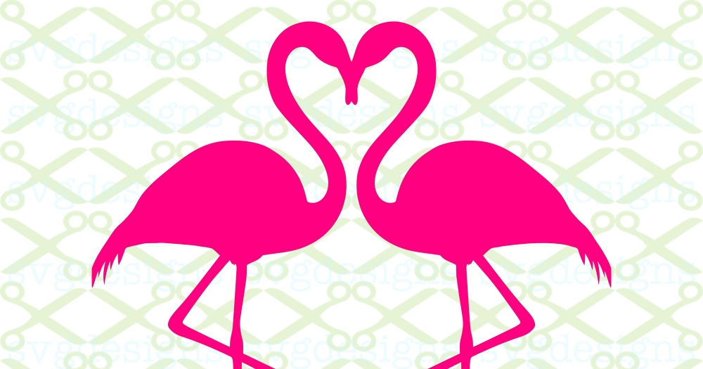 TWO FLAMINGOS HEART SVG -Cricut & Silhouette Files SVG DXF EPS PNG