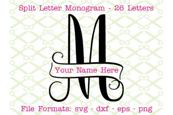 FANCY BANNER SPLIT MONOGRAM SVG