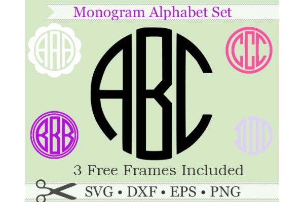 Three Letter Round Monogram SVG Files