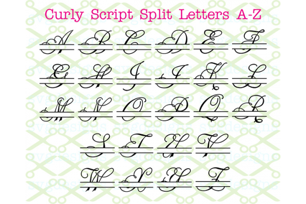 CURLY SCRIPT SPLIT LETTER MONOGRAM SET
