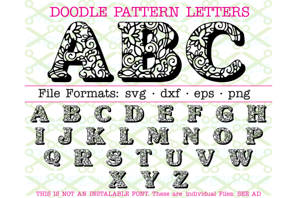 DOODLE PATTERN HAND DRAWN LETTERS SVG FONT