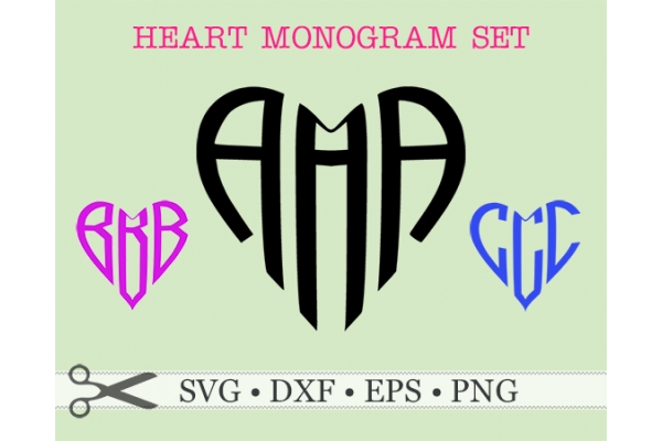HEART SHAPE THREE LETTER MONOGRAM