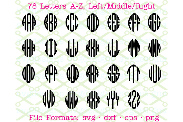 OVAL THREE LETTER CIRCLE MONOGRAM