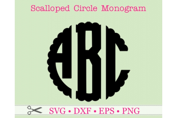 SCALLOP THREE LETTER MONOGRAM SVG