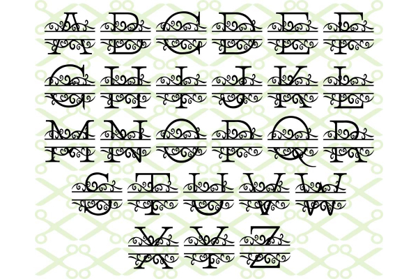 SWIRL FLOURISH SPLIT MONOGRAM SET
