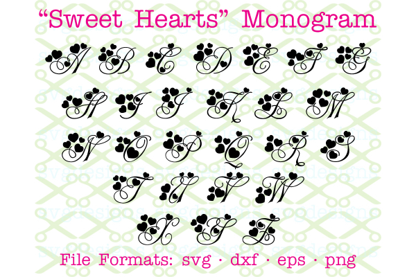 SWEET HEARTS VALENTINE Monogram Svg Font