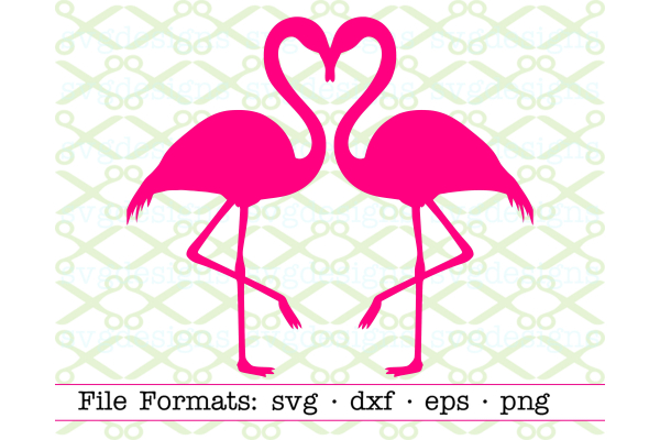 TWO FLAMINGOS HEART SVG