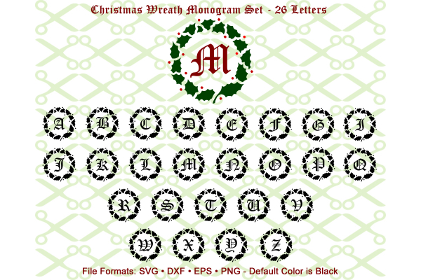 CHRISTMAS MONOGRAM WREATH SVG FILES