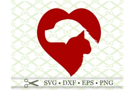 CAT & DOG SILHOUETTE HEART SVG FILE