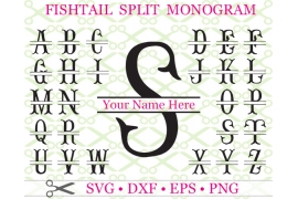 FISHTAIL SPLIT LETTER MONOGRAM SVG FISHTAIL SPLIT LETTER MONOGRAM SVG