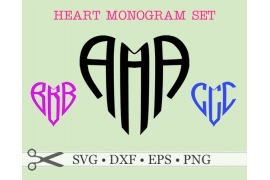 HEART SHAPE THREE LETTER MONOGRAM HEART SHAPE THREE LETTER MONOGRAM