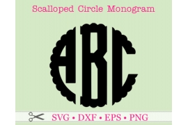 SCALLOP THREE LETTER MONOGRAM SVG