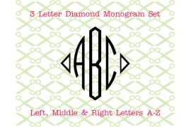 DIAMOND MONOGRAM -THREE LETTER MONOGRAM SVG