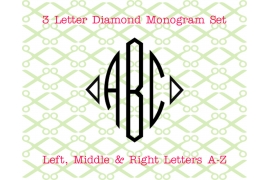 DIAMOND MONOGRAM -THREE LETTER MONOGRAM SVG DIAMOND MONOGRAM -THREE LETTER MONOGRAM SVG