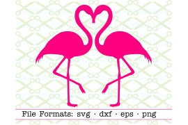 TWO FLAMINGOS HEART SVG