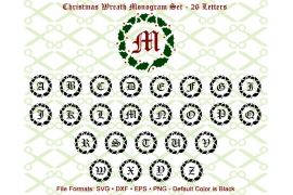 CHRISTMAS MONOGRAM WREATH SVG FILES CHRISTMAS MONOGRAM WREATH SVG FILES