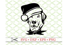 Funny Dog with Santa Hat CHRISTMAS SVG FILE
