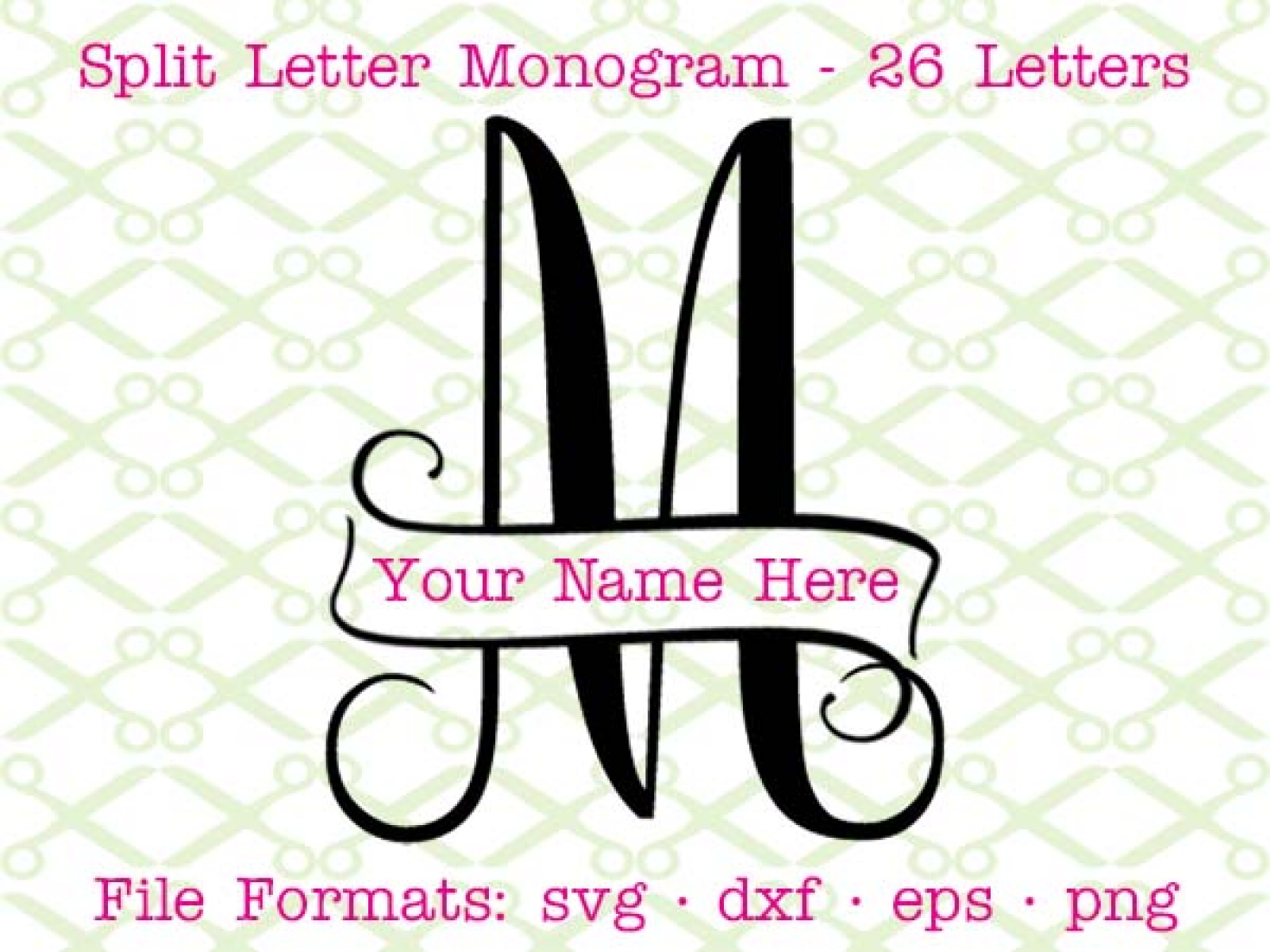 BANNER SPLIT MONOGRAM SVG-Cricut & Silhouette Files SVG DXF EPS PNG