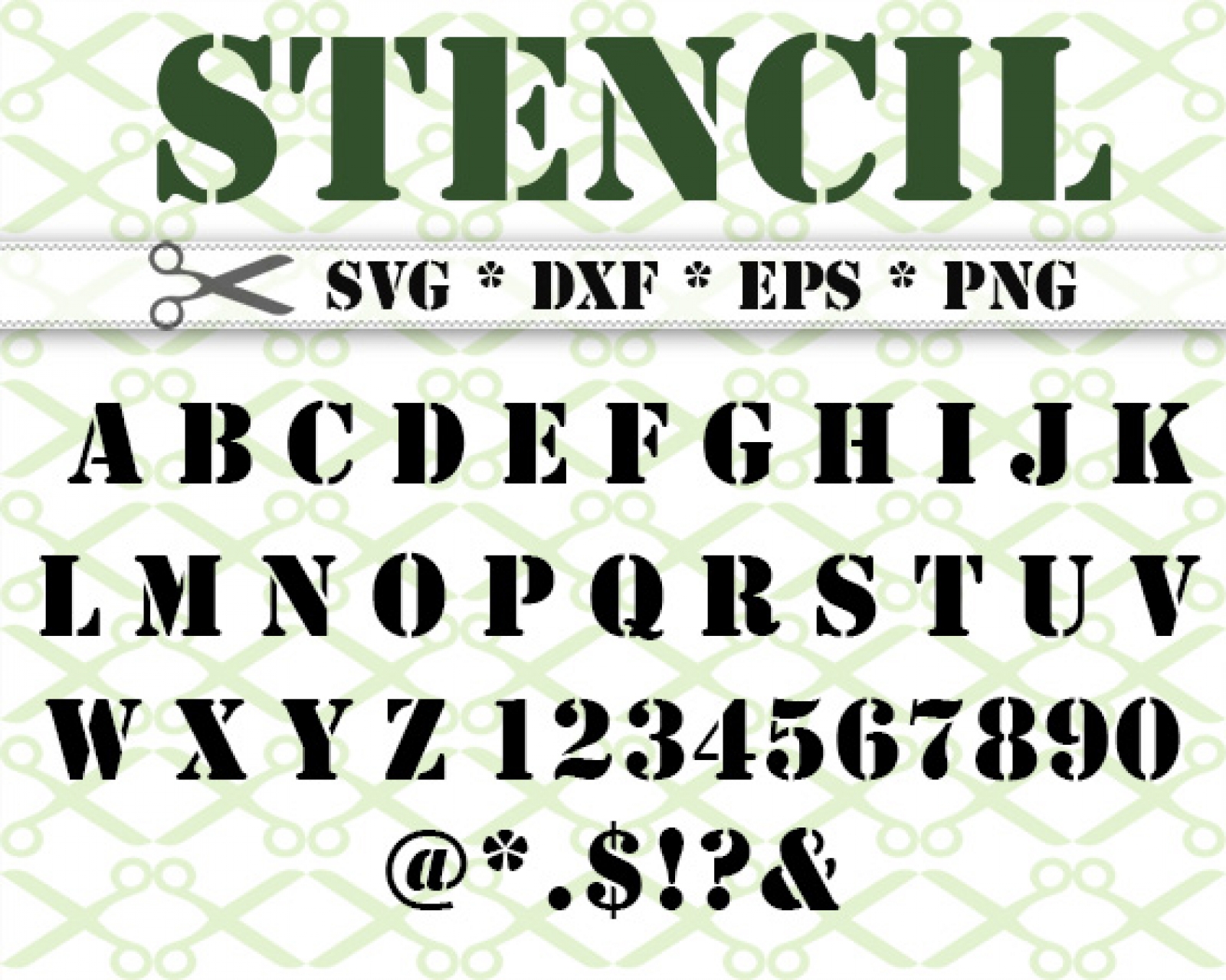 STENCIL SVG FONT Cricut Silhouette Files SVG DXF EPS PNG 