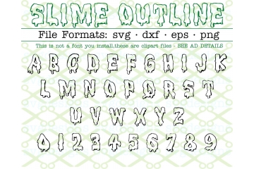 SLIME OUTLINE FONT, Halloween Font SVG File