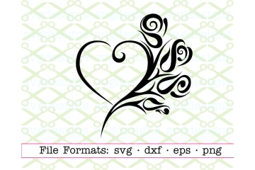 TRIBAL ROSE & HEART SVG FILE
