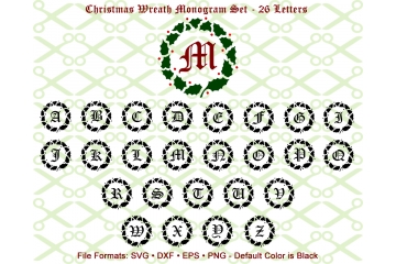 CHRISTMAS MONOGRAM WREATH SVG FILES