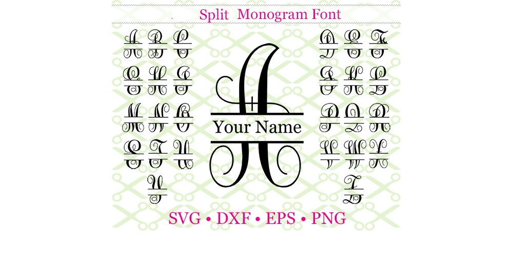 Download FLOURISH SPLIT MONOGRAM SVG-Cricut & Silhouette Files SVG ...
