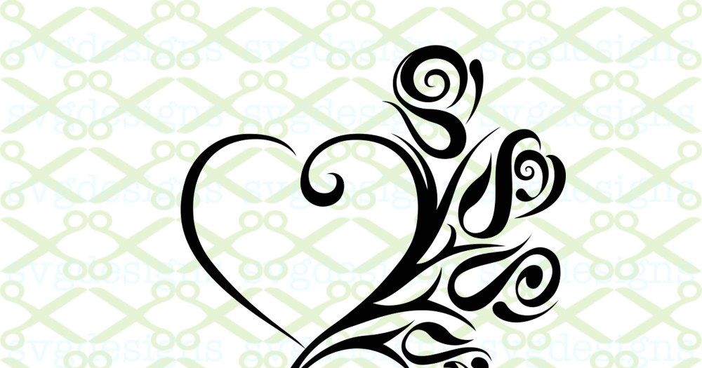 TRIBAL ROSE HEART SVG FILE -Cricut & Silhouette Files SVG DXF EPS PNG