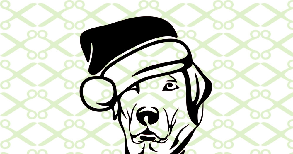 Christmas Dog with Santa Hat Cricut &amp; Silhouette Files SVG DXF EPS PNG