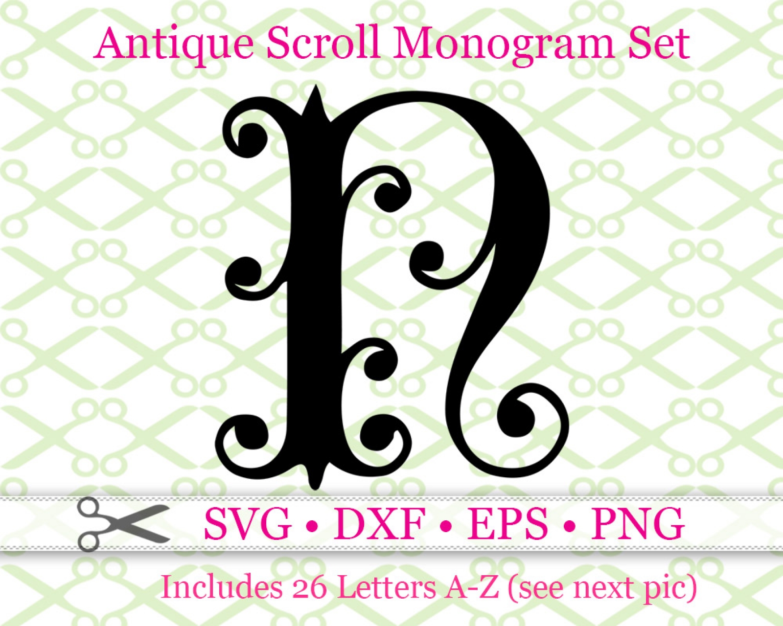 Download ANTIQUE SCROLL MONOGRAM SVG FO-Cricut Silhouette Files SVG DXF EPS PNG | MONOGRAMSVG.COM by SVG ...