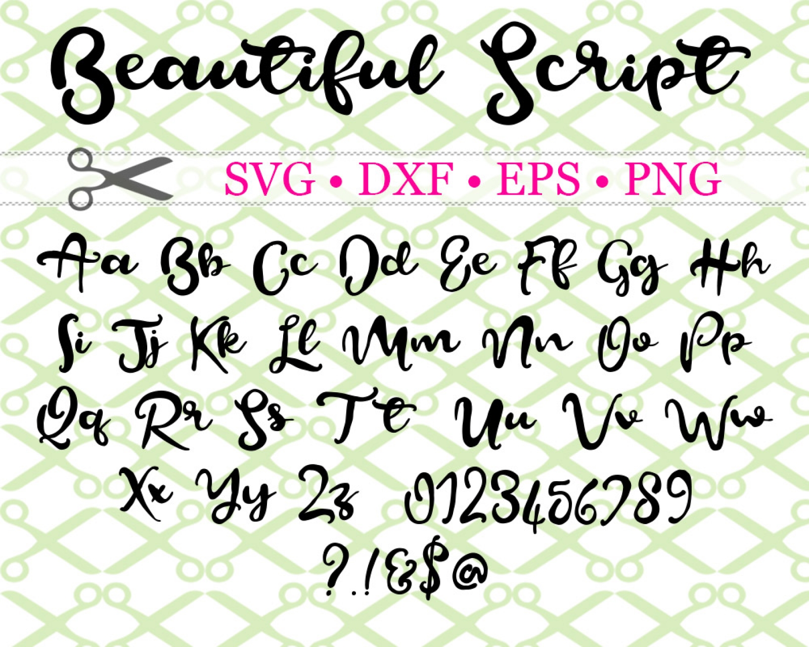 BEAUTIFUL SCRIPT SVG FONT-Cricut & Silhouette Files SVG DXF EPS PNG ...