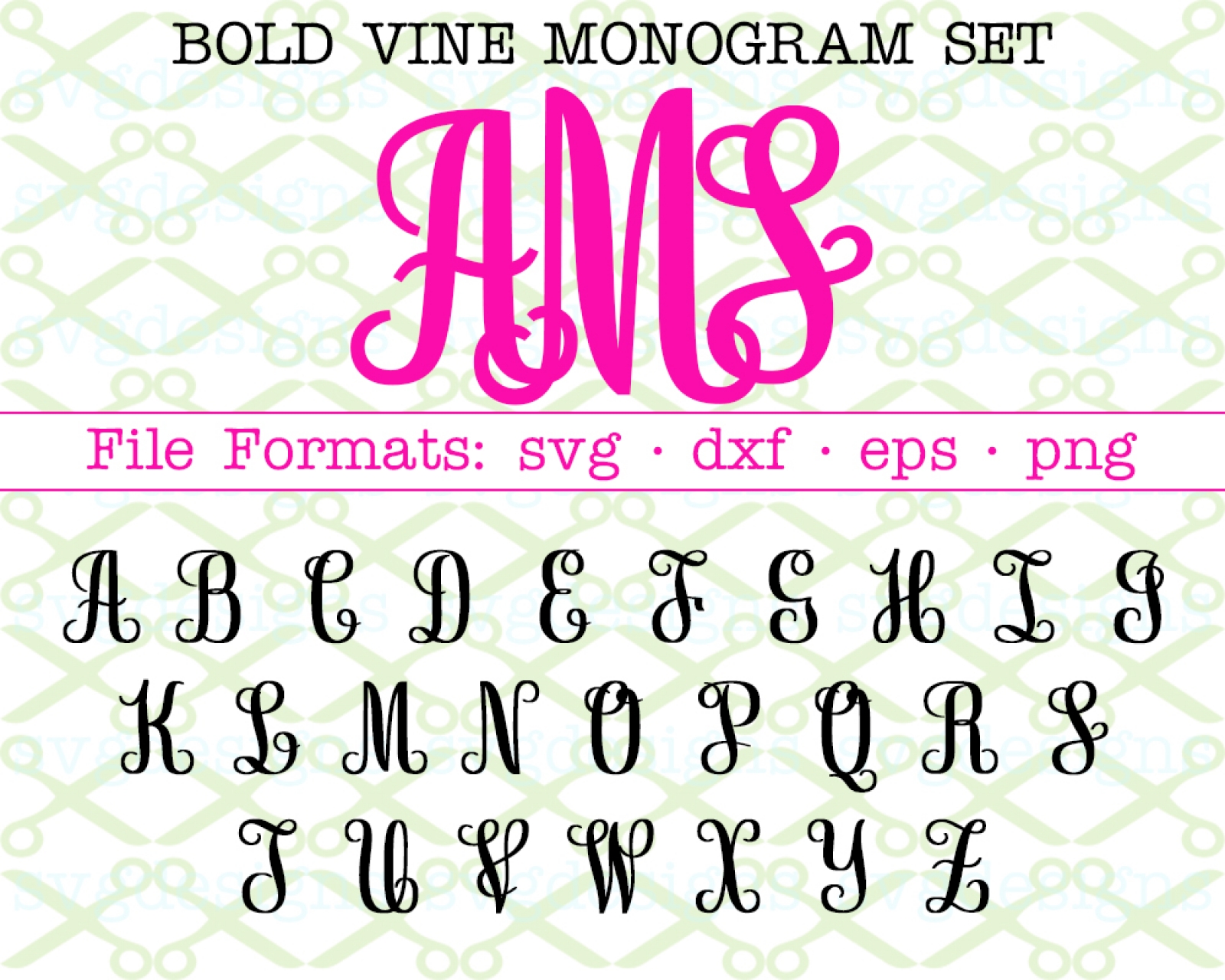 Download BOLD VINE MONOGRAM SVG FONT-Cricut Silhouette Files SVG ...