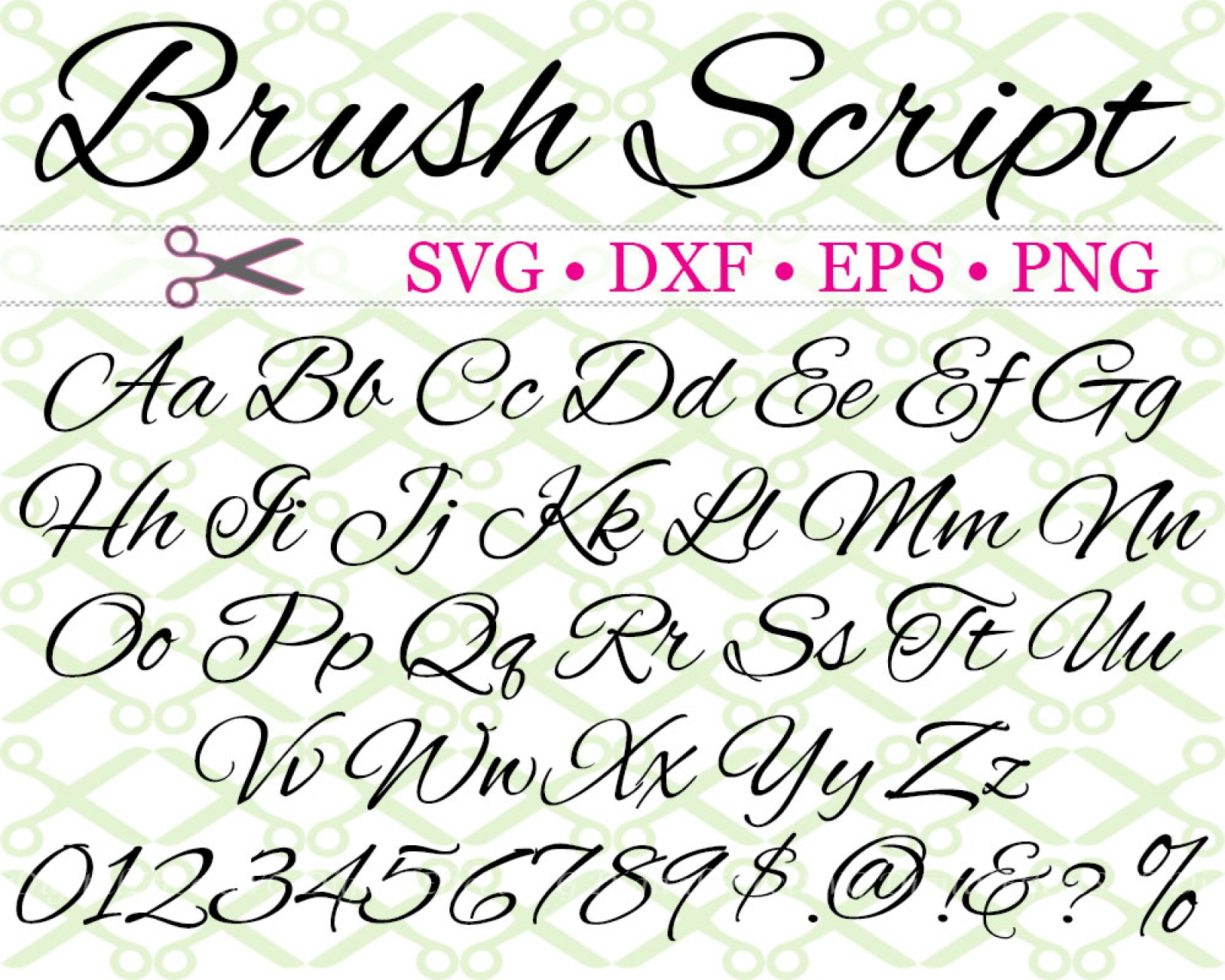 BRISH SCRIPT SVG FONT-Cricut & Silhouette Files SVG DXF EPS PNG ...