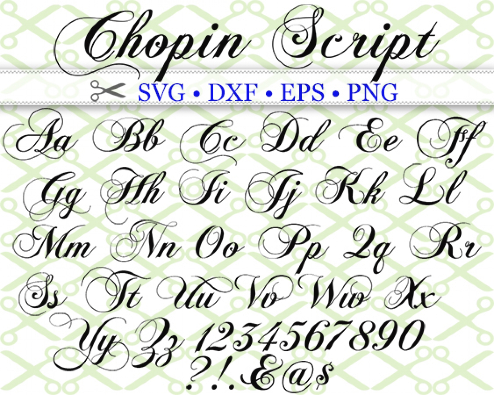 CHOPIN SCRIPT SVG FONT-Cricut & Silhouette Files SVG DXF EPS PNG ...