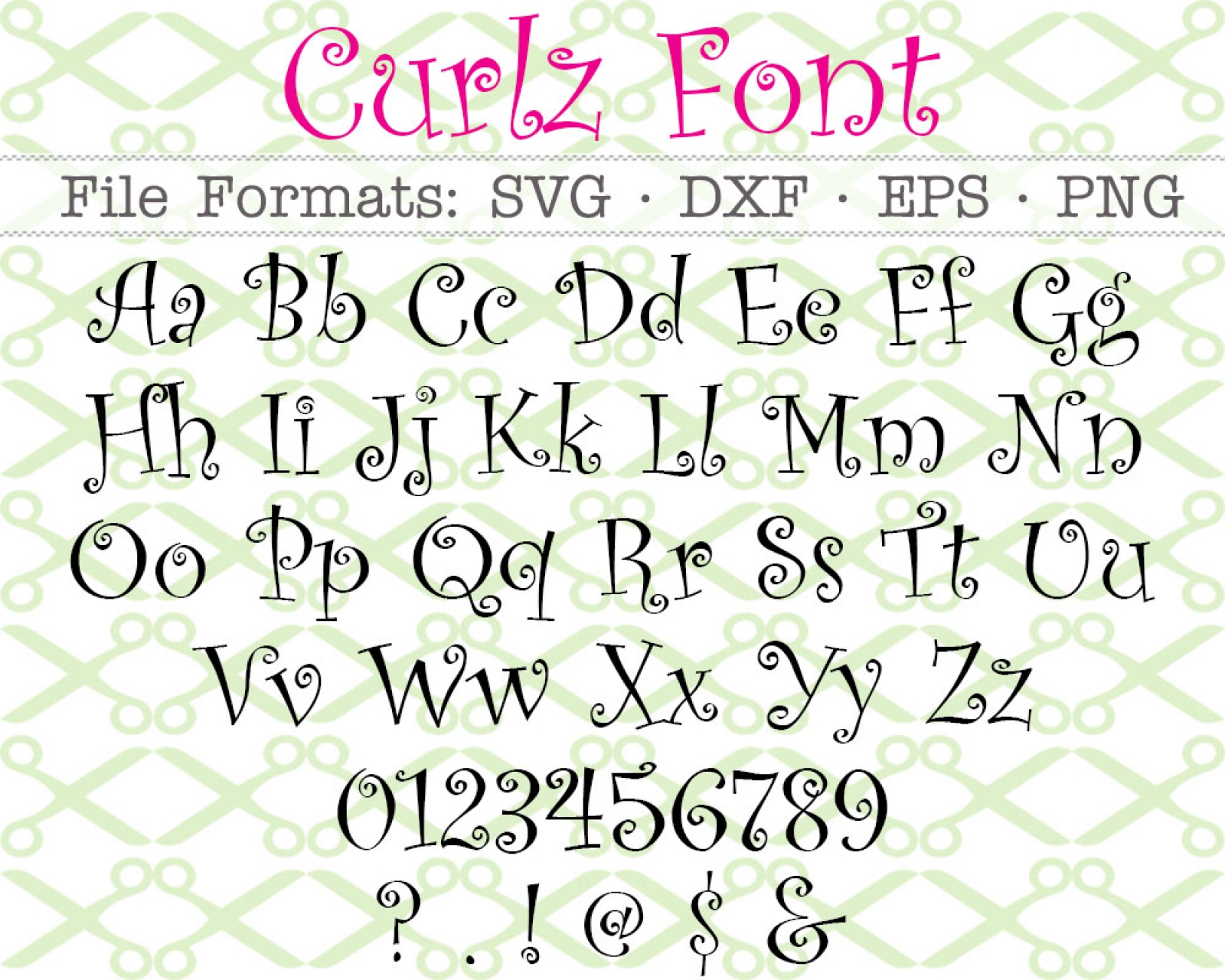 CURLZ FONT SVG FILE-Cricut & Silhouette Files SVG DXF EPS PNG. 
