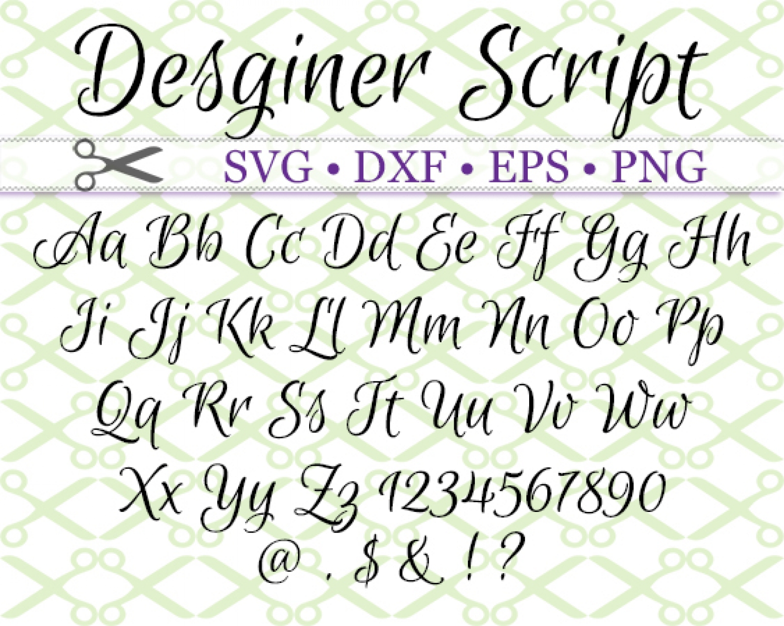 DESIGNER SCRIPT SVG FONT-Cricut & Silhouette Files SVG DXF EPS PNG