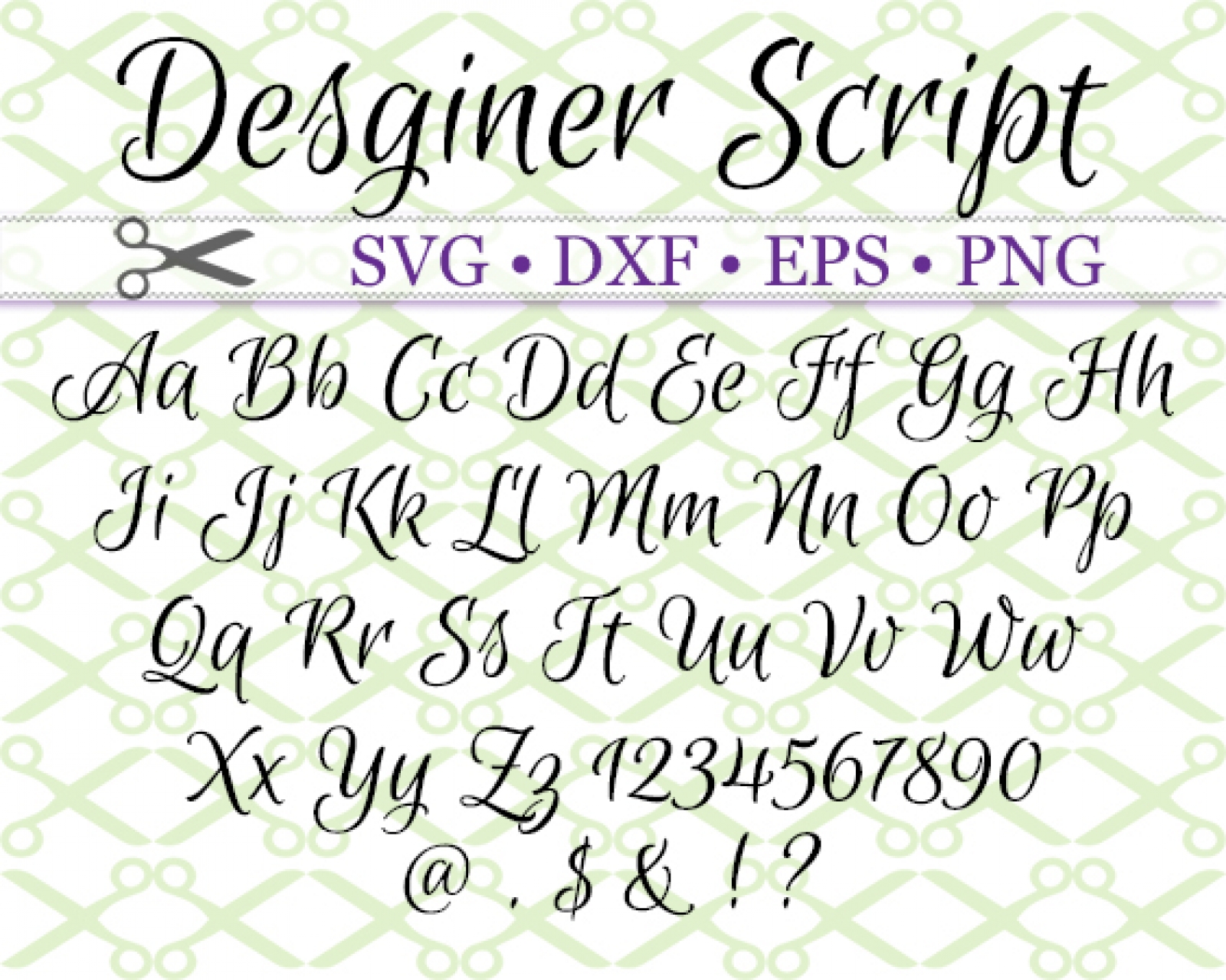 DESIGNER SCRIPT SVG FONT Cricut Silhouette Files SVG DXF EPS PNG 