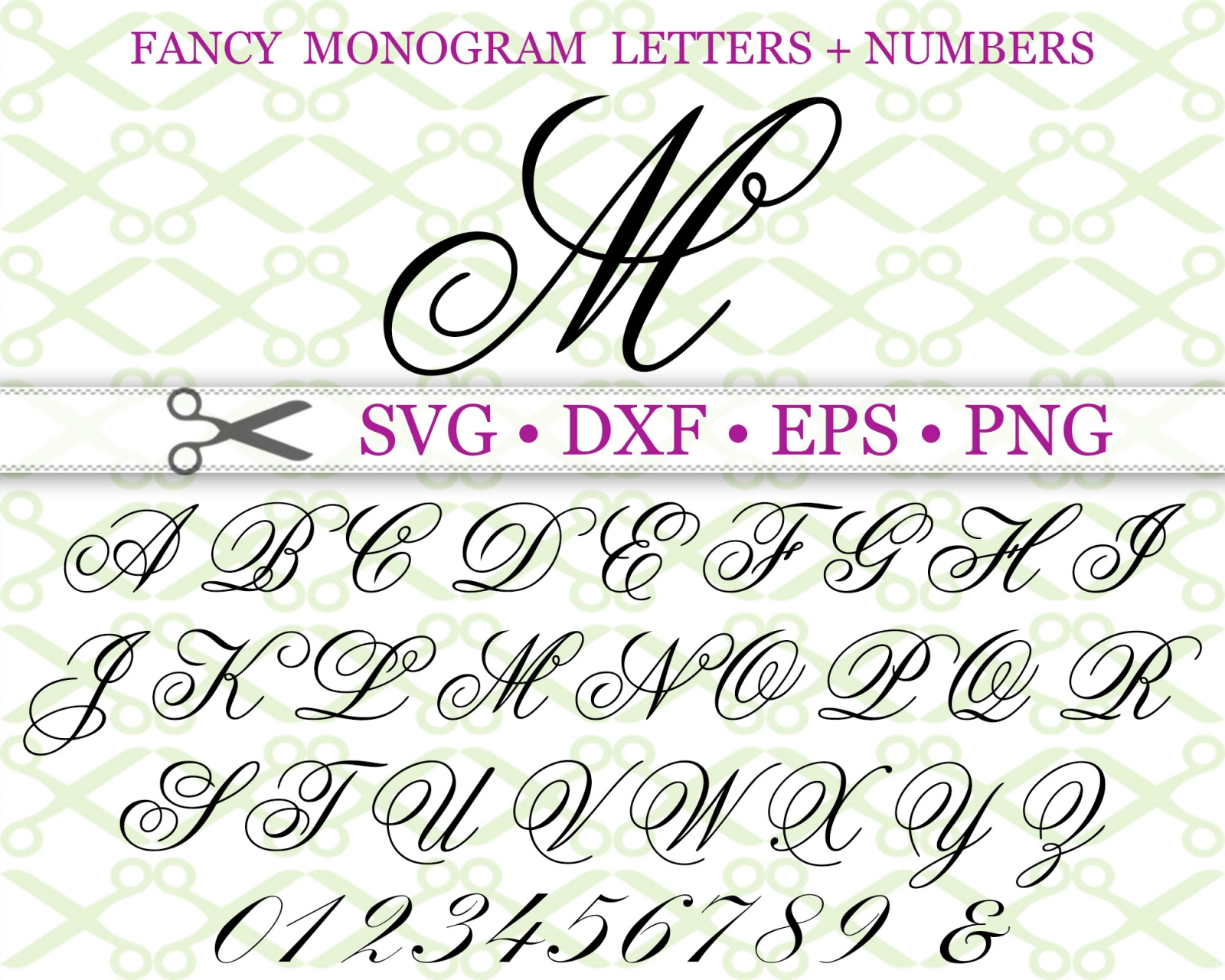 FANCY WEDDIN MONOGRAM SVG FONT-Cricut Silhouette Files SVG DXF EPS PNG ...