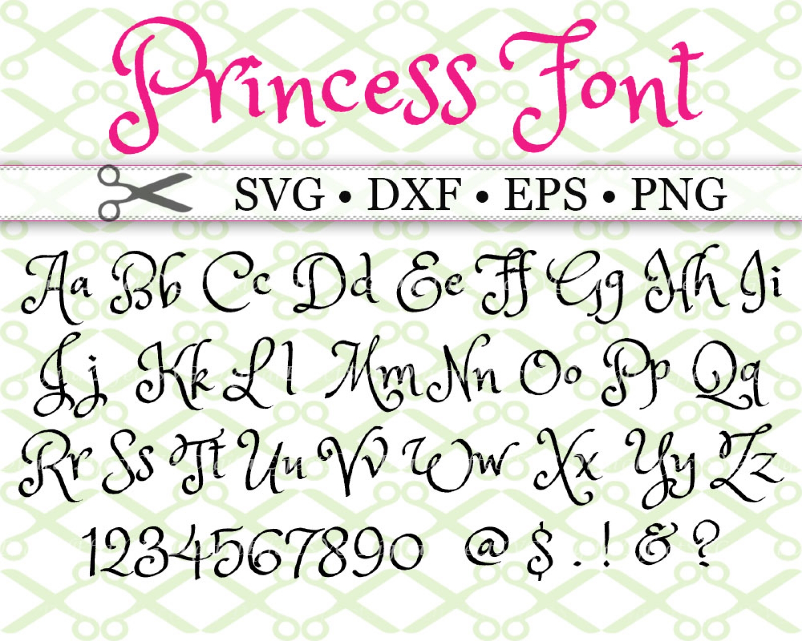 PRINCESS SVG FONT-Cricut & Silhouette Files SVG DXF EPS PNG ...