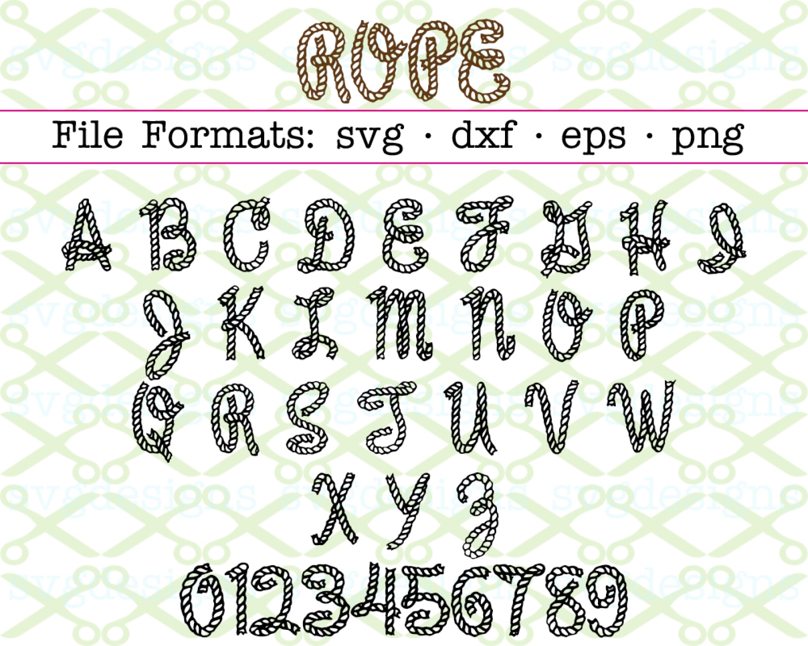 Download ROPE LETTERS SVG FONT -Cricut & Silhouette Files SVG DXF ...