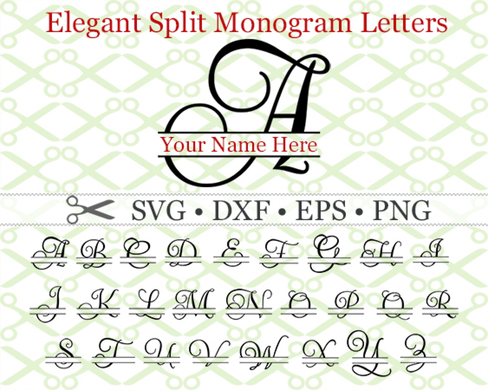 ELEGANT SPLIT MONOGRAM SVG-Cricut & Silhouette Files SVG DXF EPS PNG ...