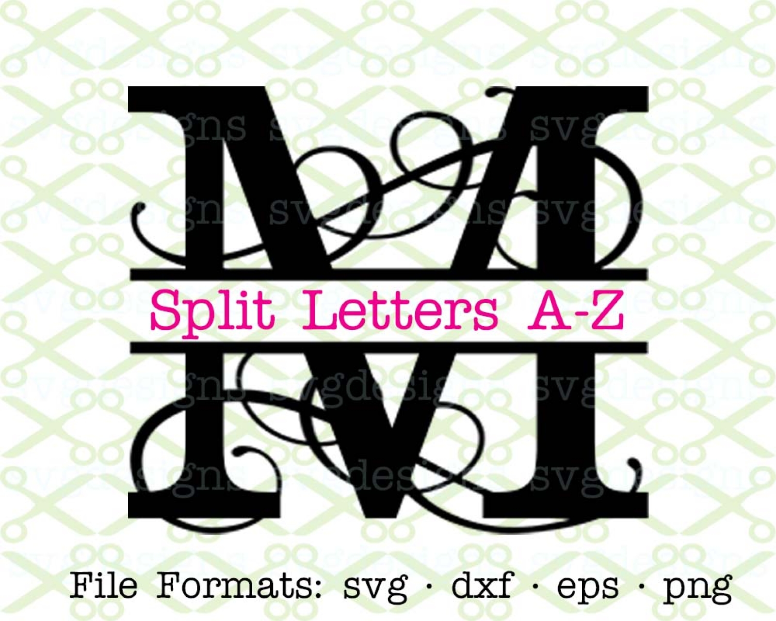 Download FLOURISH SPLIT MONOGRAM SVG-Cricut & Silhouette Files SVG ...