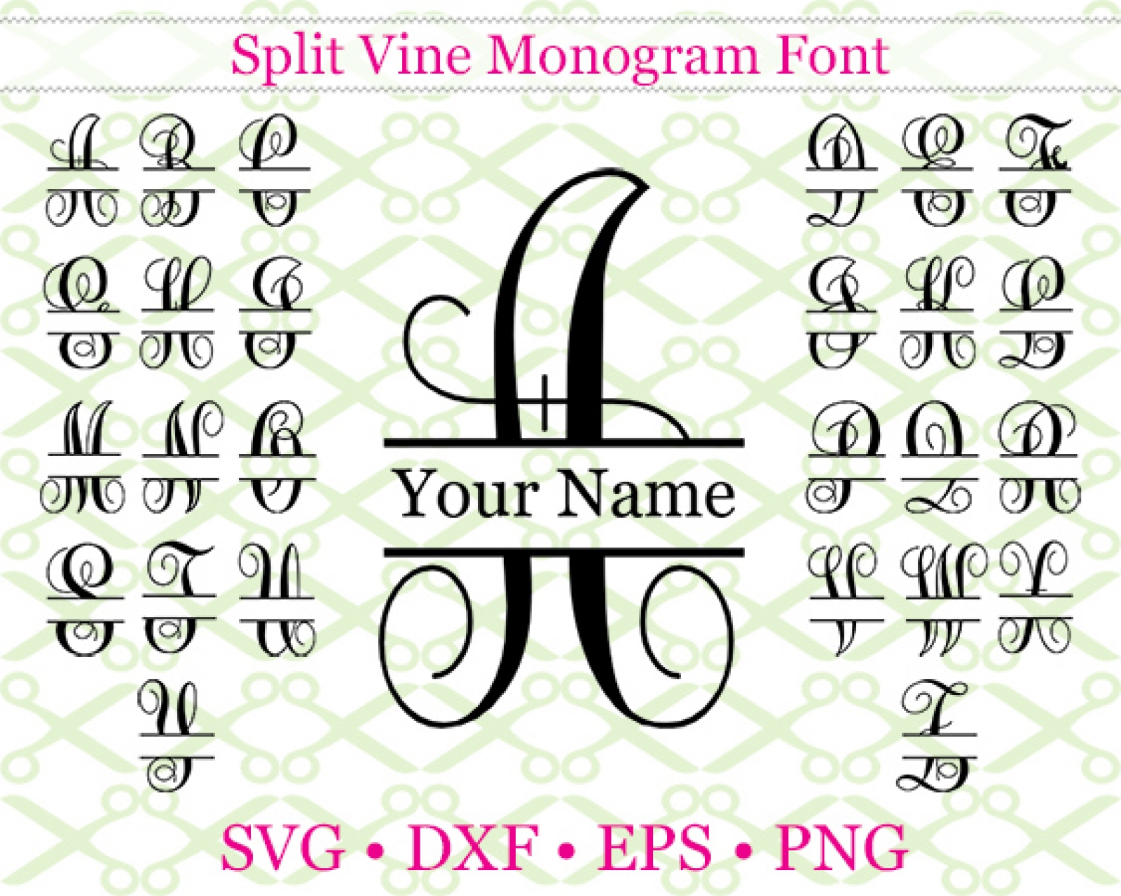 Download FLOURISH SPLIT MONOGRAM SVG-Cricut & Silhouette Files SVG DXF EPS PNG | MONOGRAMSVG.COM by SVG ...