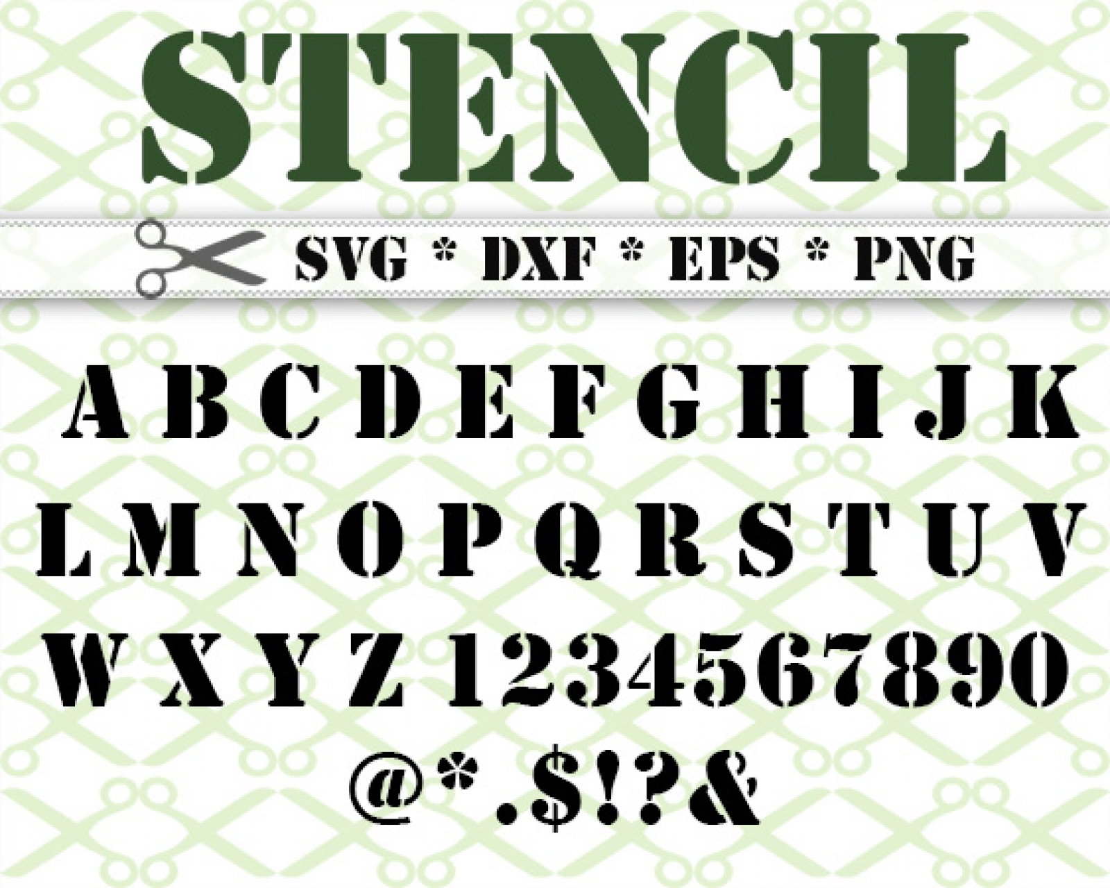 STENCIL SVG FONT-Cricut & Silhouette Files SVG DXF EPS PNG