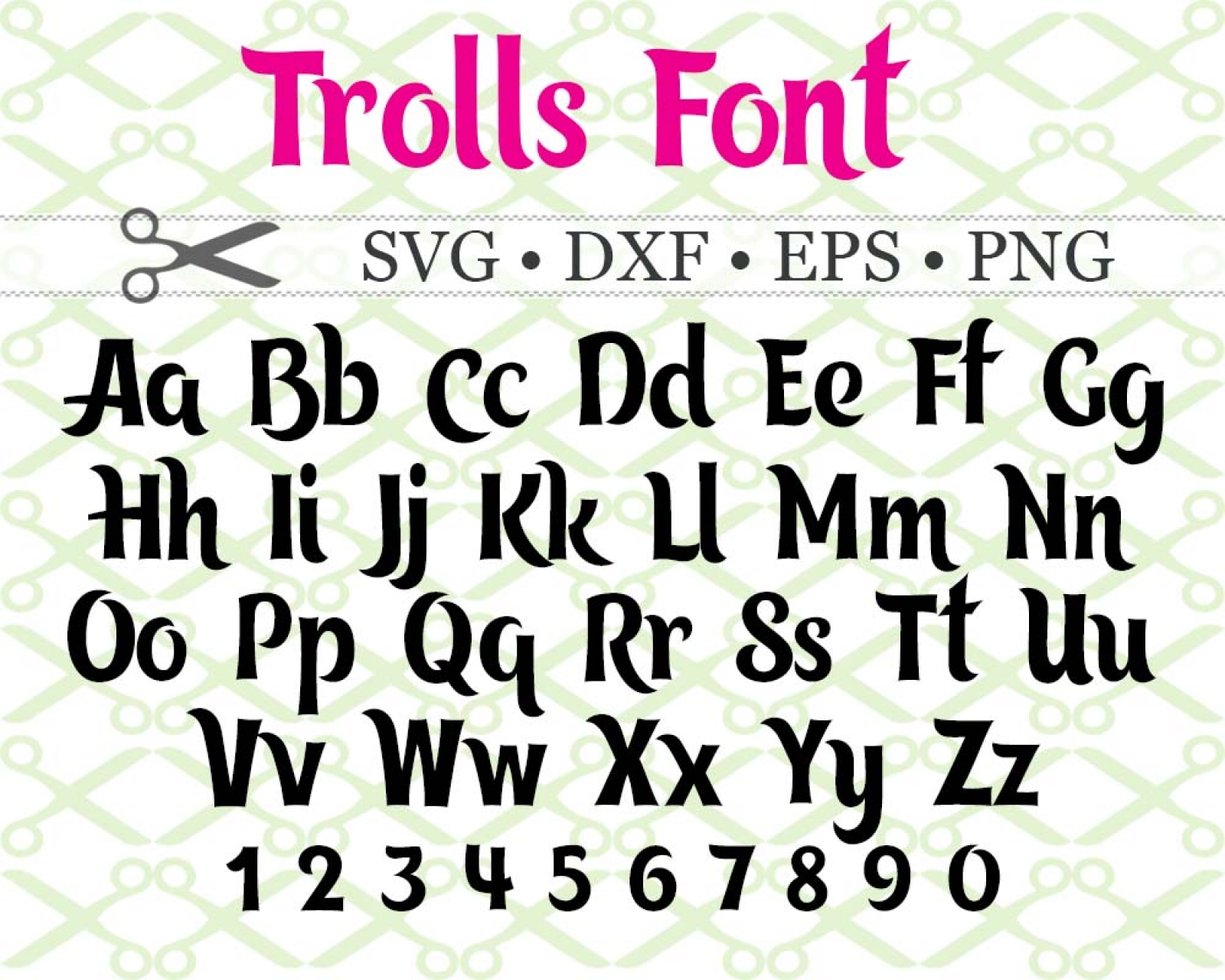 TROLLS SVG FONT-Cricut & Silhouette Files SVG DXF EPS PNG | MONOGRAMSVG